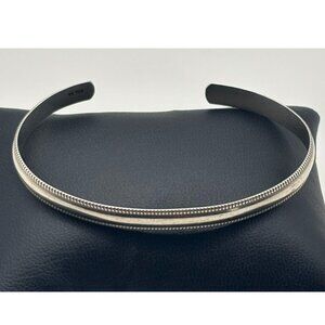 Vintage Sterling Silver Slender Cuff Bracelet Textured Edges and Marked "SC 925"